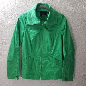 Carlisle Sz 2 (Small) Women's Bright Green Luxe Jacket Elegant Full Zip Coat